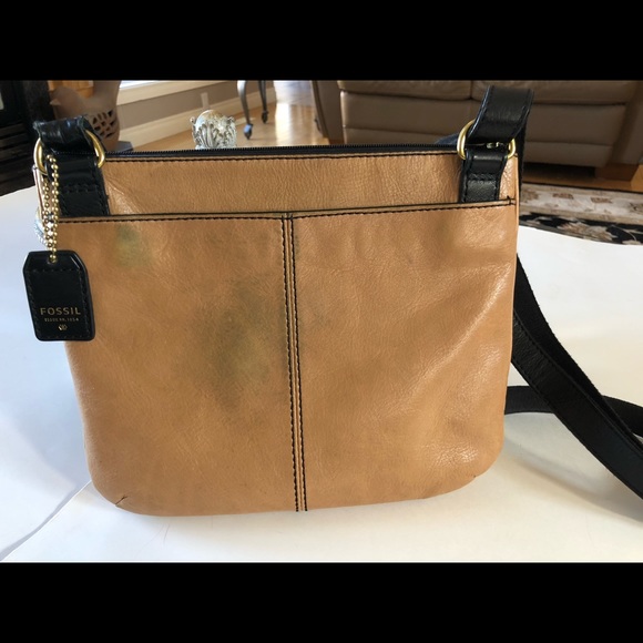 Fossil Crossbody Soft, Pebbled, Colour Block Leather Bag, GUC - Picture 7 of 14